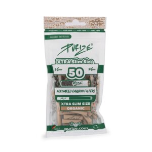 Purize 50x Aktivkohlefilter - Xtra Slim Size organic &oslash; 6 mm